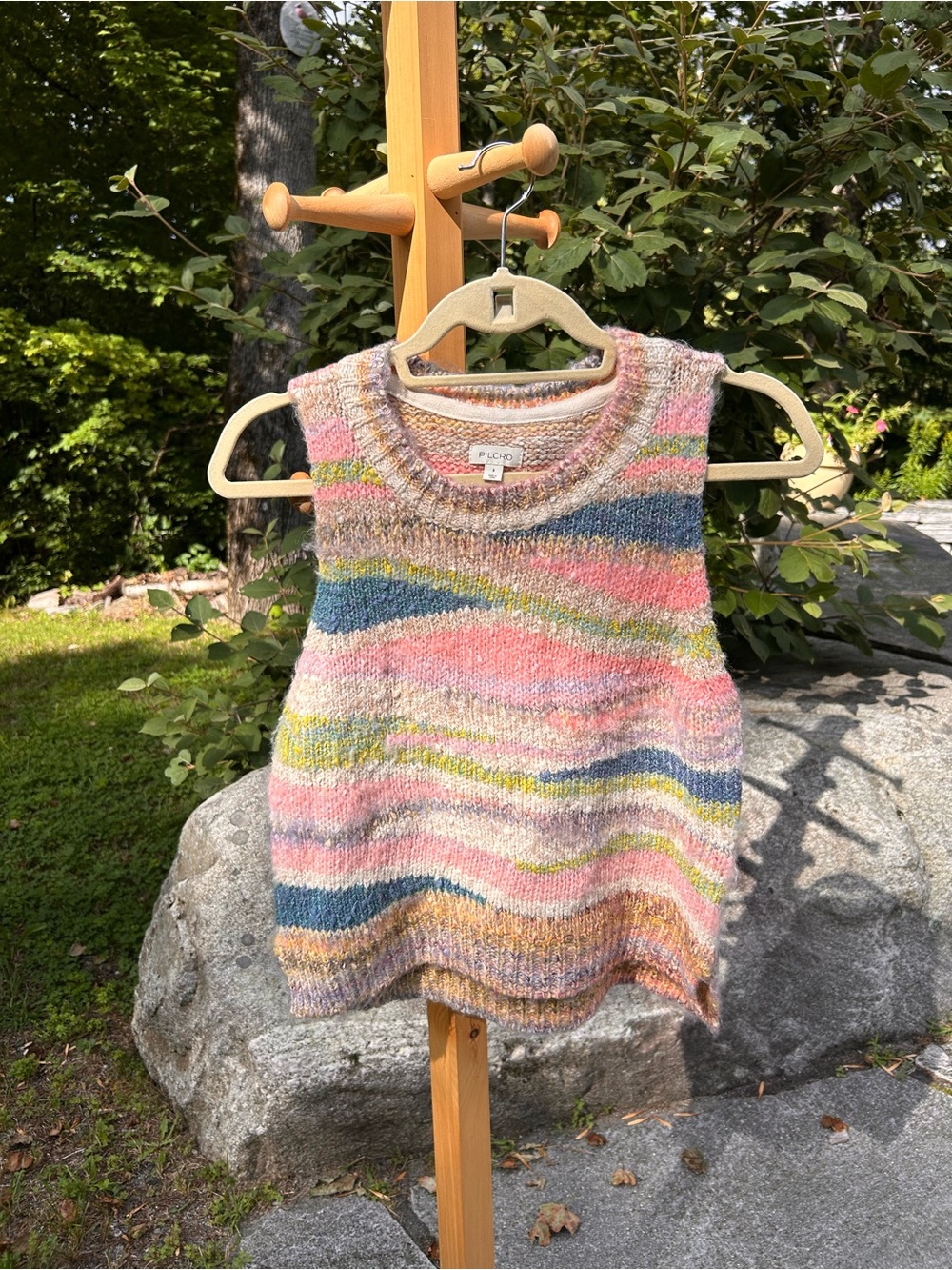 Pilcro Multicolor Pastel Striped Knit Sweater Vest - Picture 1 of 4